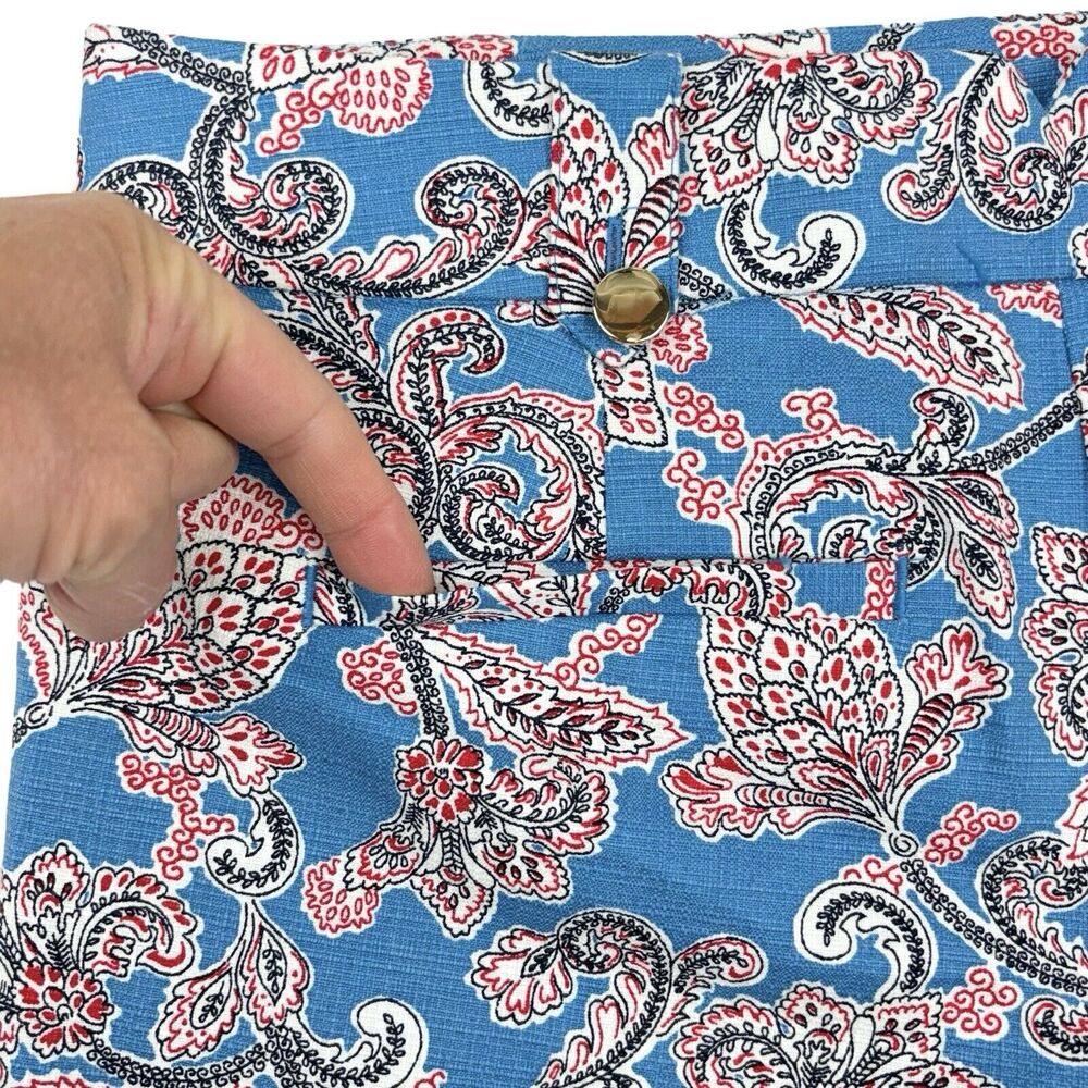 NWT Ann Taylor LOFT Paisley Riviera Shorts with 4 Inch Inseam Sz 0 Blue Cotton - Picture 7 of 11